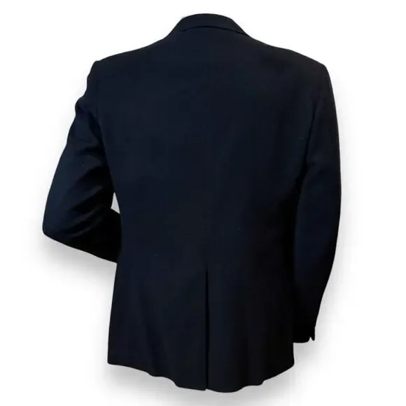 Vintage Stripling & Cox Blazer Black Cashmere and Wool 2 Button Tailored ~Sz 44